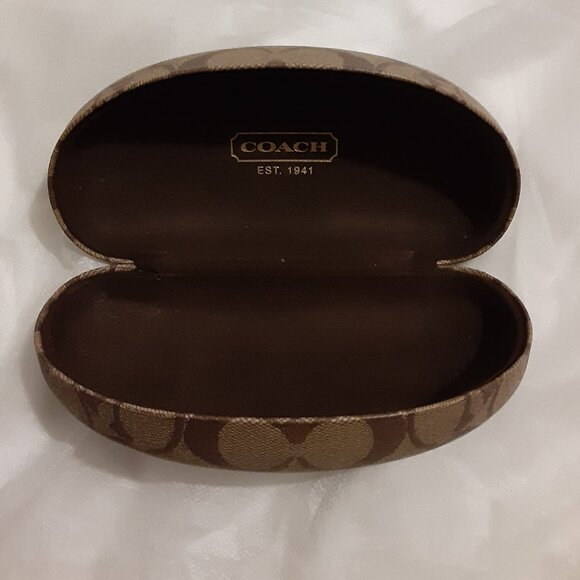 Vintage Coach Protective Eye/Sunglass Hard-shell Case Beige Brown - Picture 1 of 3
